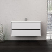 Inda - Mobile bagno L.120 con lavabo opaco / Bianco opaco 2 cassetti - Smeraldo