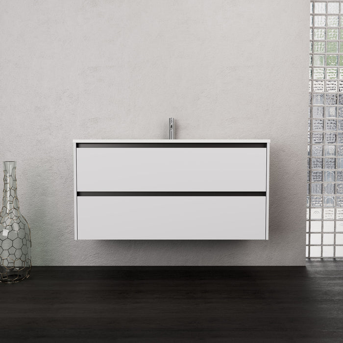 Inda - Mobile bagno L.120 con lavabo opaco / Bianco opaco 2 cassetti - Smeraldo