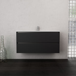 Inda - Mobile bagno L.120 con lavabo opaco / Nero opaco 2 cassetti - Smeraldo