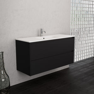 Inda - Mobile bagno L.120 con lavabo opaco / Nero opaco 2 cassetti - Smeraldo