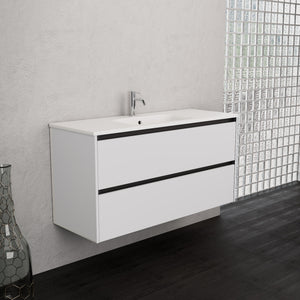 Inda - Mobile bagno L.120 con lavabo opaco / Bianco lucido 2 cassetti - Smeraldo