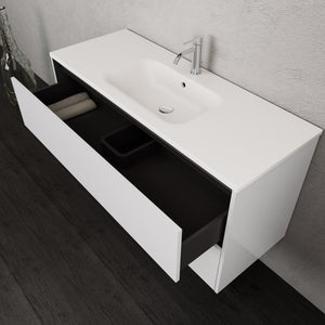 Inda - Mobile bagno L.120 con lavabo opaco / Bianco lucido 2 cassetti - Smeraldo