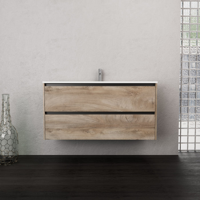 Inda - Mobile bagno L.120 con lavabo opaco / Rovere naturale 2 cassetti - Smeraldo