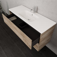 Inda - Mobile bagno L.120 con lavabo opaco / Rovere naturale 2 cassetti - Smeraldo