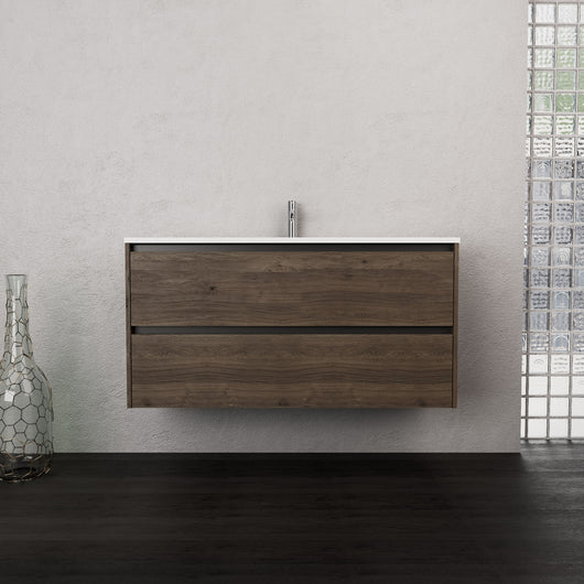 Inda - Mobile bagno L.120 con lavabo opaco / Rovere castano 2 cassetti - Smeraldo