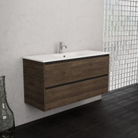 Inda - Mobile bagno L.120 con lavabo opaco / Rovere castano 2 cassetti - Smeraldo
