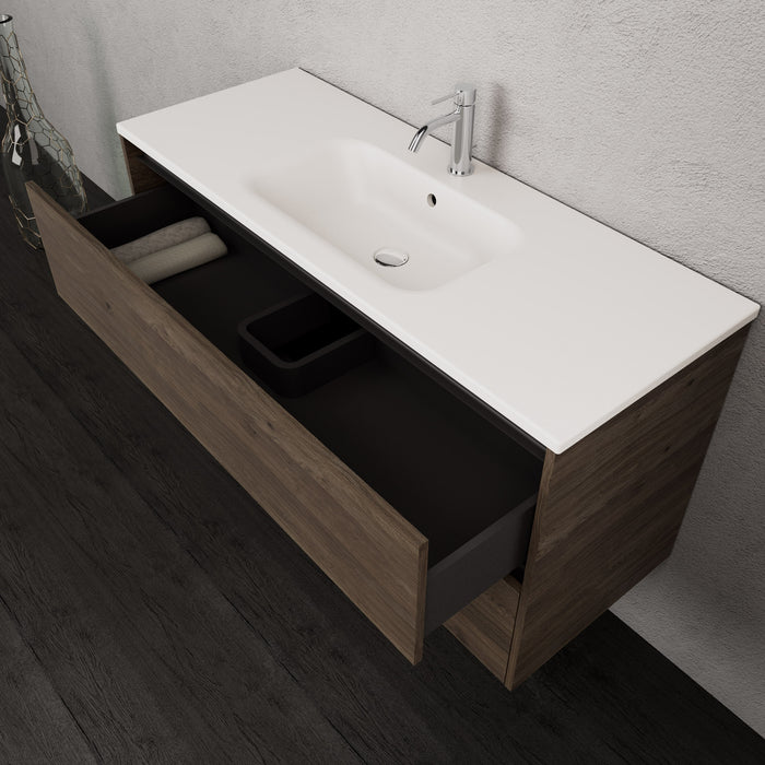Inda - Mobile bagno L.120 con lavabo opaco / Rovere castano 2 cassetti - Smeraldo