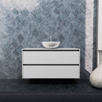 Inda - Mobile bagno L.120 con lavabo in appoggio / Bianco opaco 2 cassetti - Smeraldo