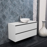 Inda - Mobile bagno L.120 con lavabo in appoggio / Bianco opaco 2 cassetti - Smeraldo