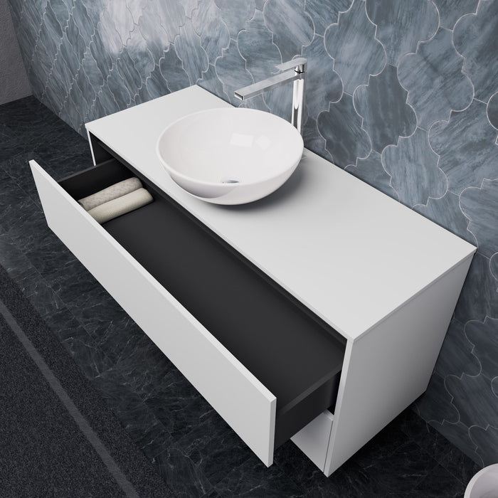 Inda - Mobile bagno L.120 con lavabo in appoggio / Bianco opaco 2 cassetti - Smeraldo