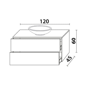 Inda - Mobile bagno L.120 con lavabo in appoggio / Nero opaco 2 cassetti - Smeraldo