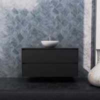 Inda - Mobile bagno L.120 con lavabo in appoggio / Nero opaco 2 cassetti - Smeraldo