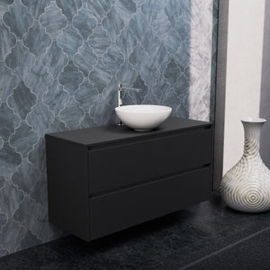 Inda - Mobile bagno L.120 con lavabo in appoggio / Nero opaco 2 cassetti - Smeraldo