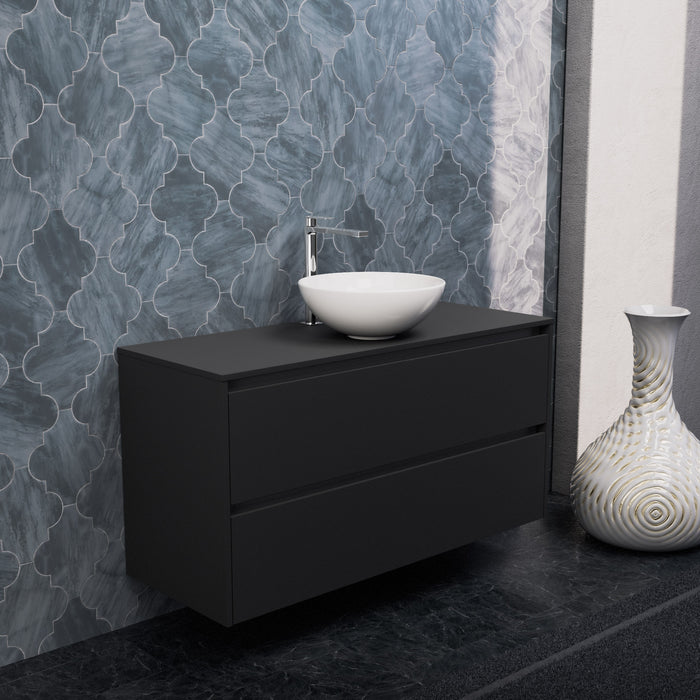 Inda - Mobile bagno L.120 con lavabo in appoggio / Nero opaco 2 cassetti - Smeraldo