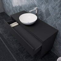 Inda - Mobile bagno L.120 con lavabo in appoggio / Nero opaco 2 cassetti - Smeraldo