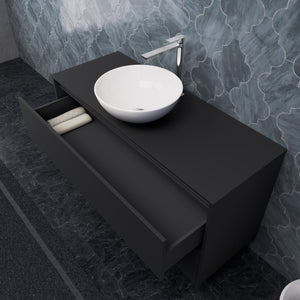 Inda - Mobile bagno L.120 con lavabo in appoggio / Nero opaco 2 cassetti - Smeraldo