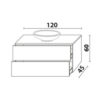 Inda - Mobile bagno L.120 con lavabo in appoggio / Bianco lucido 2 cassetti - Smeraldo