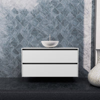 Inda - Mobile bagno L.120 con lavabo in appoggio / Bianco lucido 2 cassetti - Smeraldo