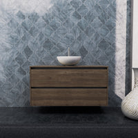 Inda - Mobile bagno L.120 con lavabo in appoggio / Rovere castano 2 cassetti - Smeraldo