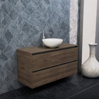 Inda - Mobile bagno L.120 con lavabo in appoggio / Rovere castano 2 cassetti - Smeraldo