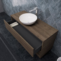 Inda - Mobile bagno L.120 con lavabo in appoggio / Rovere castano 2 cassetti - Smeraldo