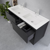 Inda - Mobile bagno L.120 con doppio lavabo lucido / Nero opaco 4 cassetti - Smeraldo
