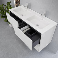 Inda - Mobile bagno L.120 con doppio lavabo lucido / Bianco lucido 4 cassetti - Smeraldo