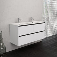 Inda - Mobile bagno L.120 con doppio lavabo opaco / Bianco opaco 4 cassetti - Smeraldo