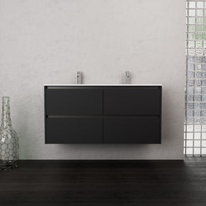 Inda - Mobile bagno L.120 con doppio lavabo opaco / Nero opaco 4 cassetti - Smeraldo