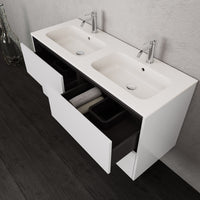 Inda - Mobile bagno L.120 con doppio lavabo opaco / Bianco lucido 4 cassetti - Smeraldo