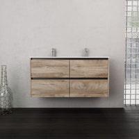 Inda - Mobile bagno L.120 con doppio lavabo opaco / Rovere naturale 4 cassetti - Smeraldo