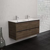 Inda - Mobile bagno L.120 con doppio lavabo opaco / Rovere castano 4 cassetti - Smeraldo