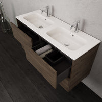 Inda - Mobile bagno L.120 con doppio lavabo opaco / Rovere castano 4 cassetti - Smeraldo