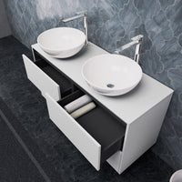 Inda - Mobile bagno L.120 con doppio lavabo in appoggio / Bianco opaco 4 cassetti - Smeraldo