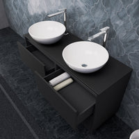 Inda - Mobile bagno L.120 con doppio lavabo in appoggio / Nero opaco 4 cassetti - Smeraldo