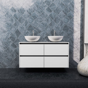 Inda - Mobile bagno L.120 con doppio lavabo in appoggio / Bianco lucido 4 cassetti - Smeraldo