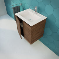 Inda - Mobile bagno L.60 con lavabo lucido / Rovere castano 2 ante - Zaffiro