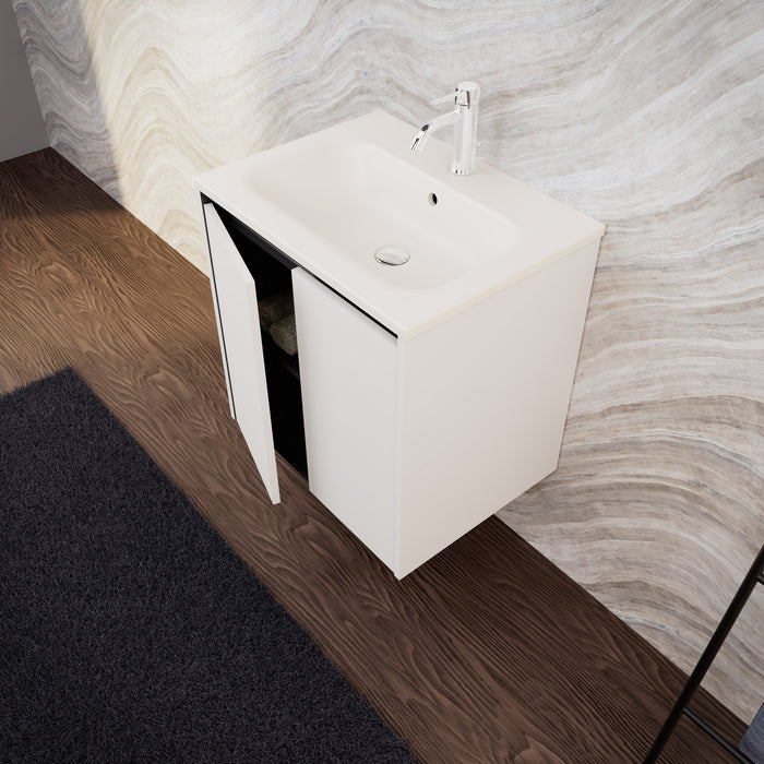 Inda - Mobile bagno L.60 con lavabo opaco / Bianco opaco 2 ante - Zaffiro