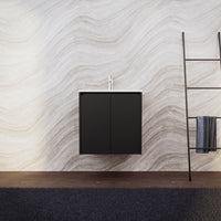 Inda - Mobile bagno L.60 con lavabo opaco / Nero opaco 2 ante - Zaffiro