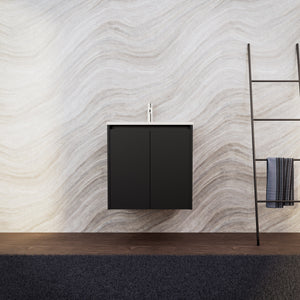 Inda - Mobile bagno L.60 con lavabo opaco / Nero opaco 2 ante - Zaffiro