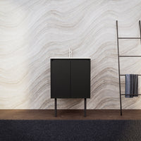 Inda - Mobile bagno L.60 con lavabo opaco / Nero opaco 2 ante - Zaffiro