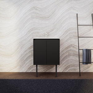 Inda - Mobile bagno L.60 con lavabo opaco / Nero opaco 2 ante - Zaffiro