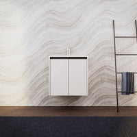 Inda - Mobile bagno L.60 con lavabo opaco / Bianco lucido 2 ante - Zaffiro