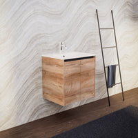 Inda - Mobile bagno L.60 con lavabo opaco / Rovere naturale 2 ante - Zaffiro