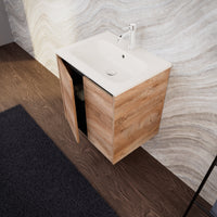 Inda - Mobile bagno L.60 con lavabo opaco / Rovere naturale 2 ante - Zaffiro