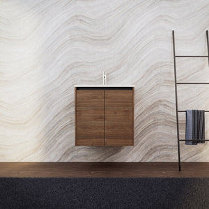 Inda - Mobile bagno L.60 con lavabo opaco / Rovere castano 2 ante - Zaffiro