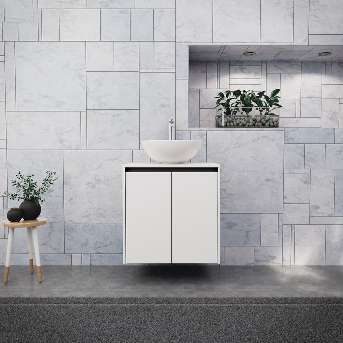 Inda - Mobile bagno L.60 con lavabo in appoggio / Bianco opaco 2 ante - Zaffiro