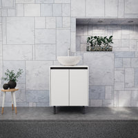 Inda - Mobile bagno L.60 con lavabo in appoggio / Bianco opaco 2 ante - Zaffiro