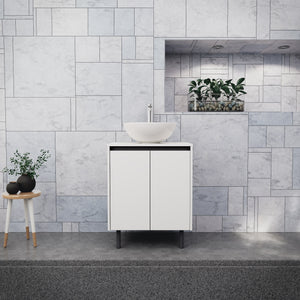 Inda - Mobile bagno L.60 con lavabo in appoggio / Bianco opaco 2 ante - Zaffiro