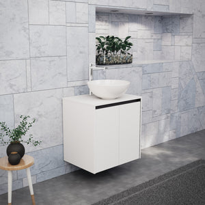 Inda - Mobile bagno L.60 con lavabo in appoggio / Bianco opaco 2 ante - Zaffiro